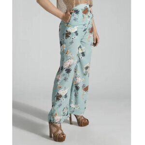 Delphine - Pale Blue Floral Wide Leg Pants